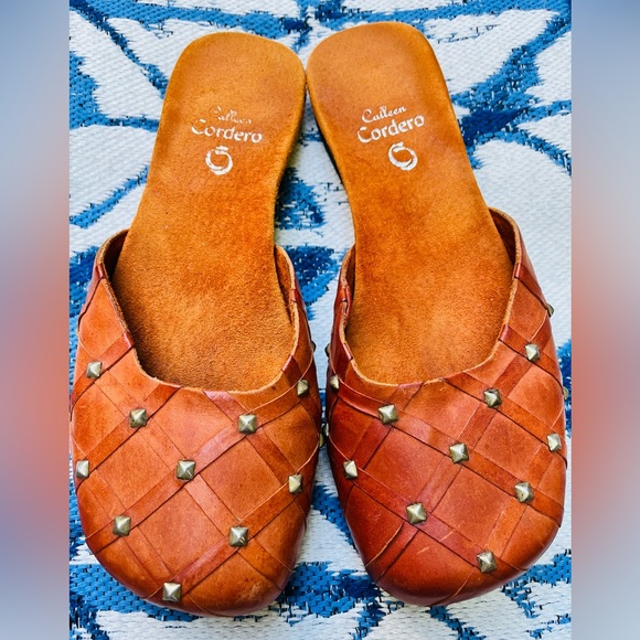 VTG Calleen Cordero Leather Studded Flat Mules - Picture 2 of 10